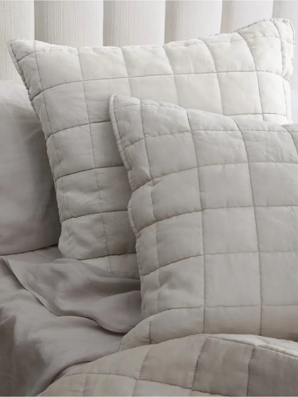 Quince NWOT European Linen Box Quilt Euro Sham in Sand